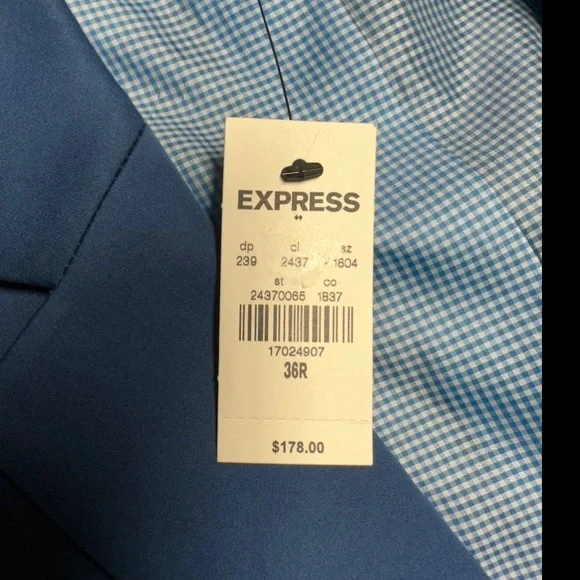 NEW ~ EXPRESS Men’s Blue Fitted Cotton-Blend Photographer Suit Jacket ~ Size 36R - Picture 12 of 15
